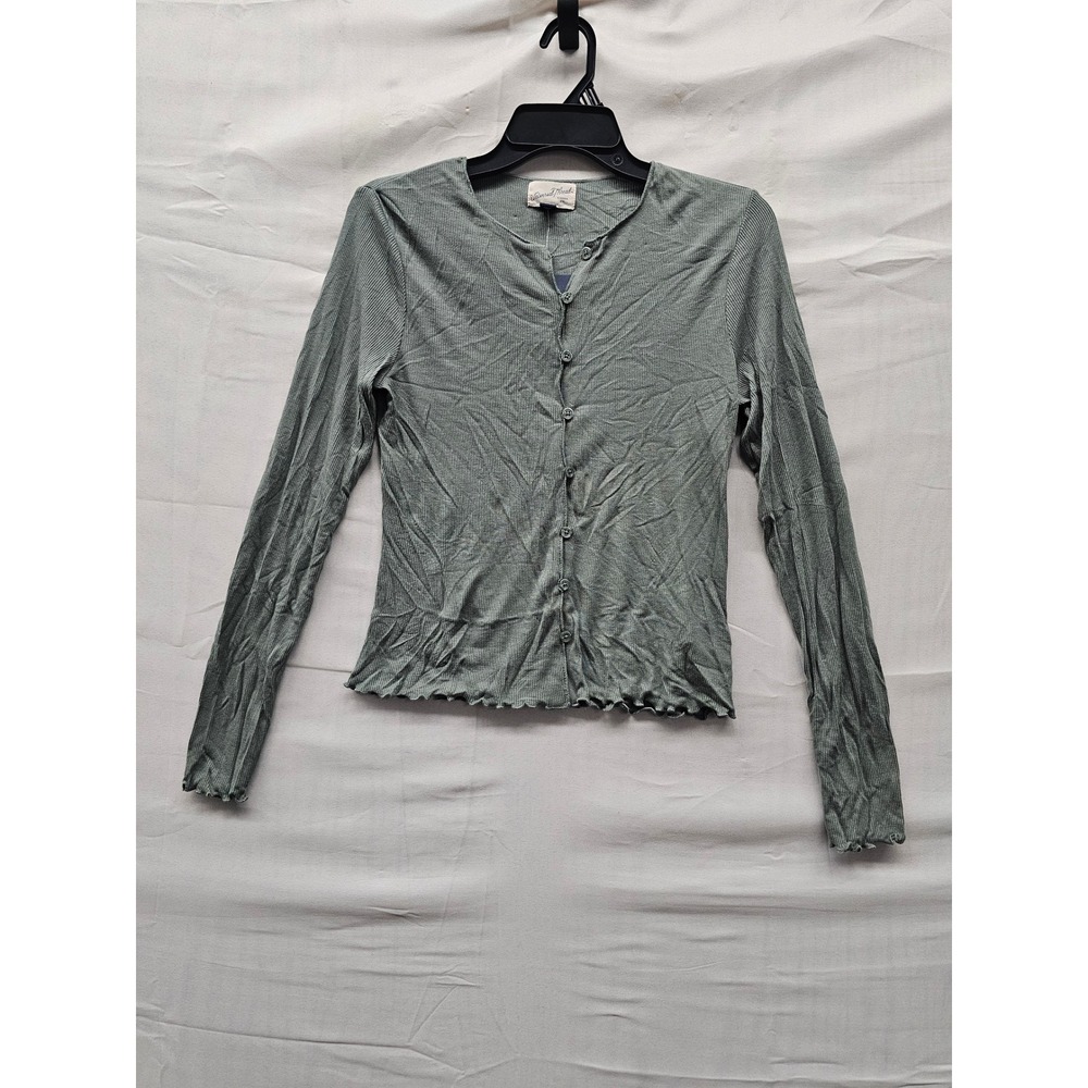 Universal Thread Womens Ribbed Cardigan Green Rayon Blend Casual Size Medium